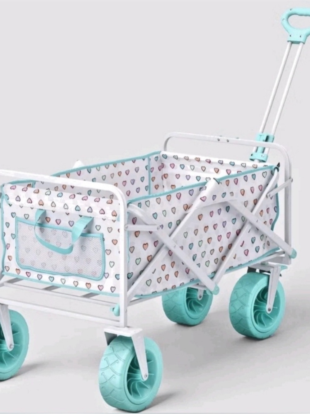 Roller Rabbit Mint & Multicolor Heart Print Foldable Wagon